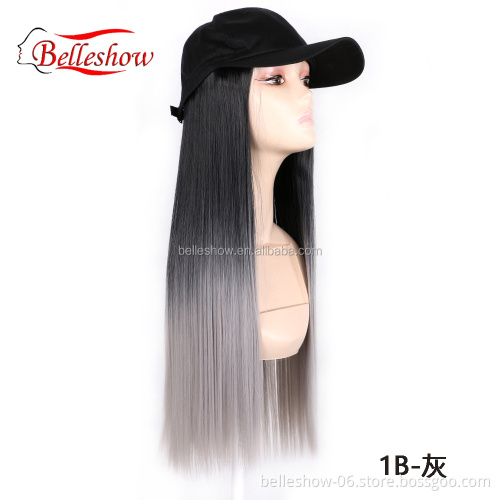 Hot sell Cheap Wholesale long black Baseball Caps straight Hair Wig Sale Low Price Black Long Wavy straight braid Baseball hat